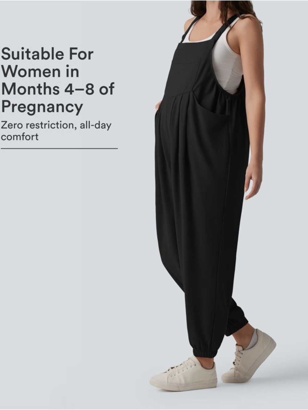 Waffle Casual Maternity Jogger Overalls with Pockets